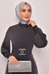 Belted Dress Anthracite ASM2575 - Thumbnail