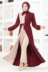 Belted Dress ASM2651 Burgundy - Thumbnail