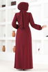 Belted Dress ASM2651 Burgundy - Thumbnail