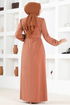 Belted Dress ASM2651 Taba - Thumbnail