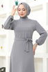 Belted Dress ASN117 Grey - Thumbnail