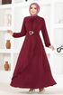 Belted Dress ASN128 Damson - Thumbnail