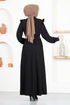 Belted Dress ASN129 Black - Thumbnail