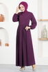 Belted Dress ASN216 Damson - Thumbnail