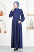 Belted Dress ASN216 Navy blue - Thumbnail