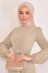 Belted Dress Beige ASM2560 - Thumbnail