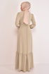 Belted Dress Beige ASM2560 - Thumbnail