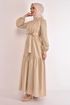 Belted Dress Beige ASM2625 - Thumbnail