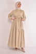 Belted Dress Beige ASM2625 - Thumbnail