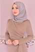 Belted Dress Beige KBR5078 - Thumbnail