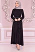 Belted Dress Black KBR5078 - Thumbnail