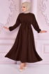 Belted Dress Brown END5301 - Thumbnail