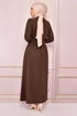 Belted Dress Brown END5510 - Thumbnail