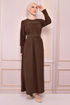 Belted Dress Brown END5510 - Thumbnail