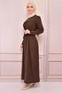 Belted Dress Brown END5510 - Thumbnail