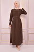 Belted Dress Brown END5510 - Thumbnail