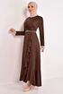 Belted Dress Brown KBR5078 - Thumbnail