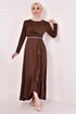 Belted Dress Brown KBR5078 - Thumbnail