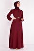 Belted Dress Burgundy ASM2534 - Thumbnail