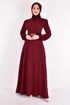 Belted Dress Burgundy ASM2534 - Thumbnail