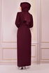 Belted Dress Burgundy ASM2558 - Thumbnail