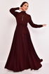 Belted Dress Burgundy ASM2587 - Thumbnail