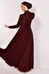 Belted Dress Burgundy ASM2587 - Thumbnail