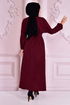 Belted Dress Burgundy END5301 - Thumbnail