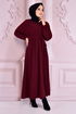 Belted Dress Burgundy END5301 - Thumbnail