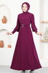 Belted Dress Damson ASM2575 - Thumbnail