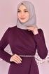 Belted Dress Damson KBR5078 - Thumbnail