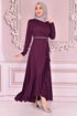 Belted Dress Damson KBR5078 - Thumbnail