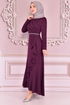 Belted Dress Damson KBR5078 - Thumbnail