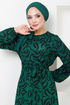 Belted Dress DVL215 Emerald - Thumbnail