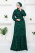 Belted Dress DVL215 Emerald - Thumbnail