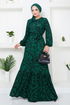 Belted Dress DVL215 Emerald - Thumbnail