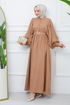 Belted Dress EFS2320 Taba - Thumbnail