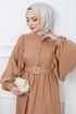 Belted Dress EFS2320 Taba - Thumbnail