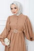 Belted Dress EFS2320 Taba - Thumbnail