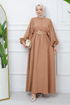 Belted Dress EFS2320 Taba - Thumbnail