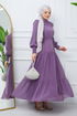 Belted Dress EFS444 Lilac - Thumbnail