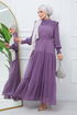 Belted Dress EFS444 Lilac - Thumbnail