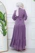 Belted Dress EFS444 Lilac - Thumbnail