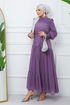 Belted Dress EFS444 Lilac - Thumbnail