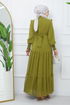 Belted Dress EFS444 Oil Green - Thumbnail