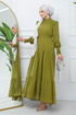 Belted Dress EFS444 Oil Green - Thumbnail