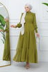 Belted Dress EFS444 Oil Green - Thumbnail