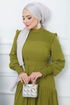 Belted Dress EFS444 Oil Green - Thumbnail