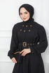 Belted Dress EFS519 Black - Thumbnail