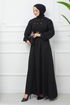 Belted Dress EFS519 Black - Thumbnail